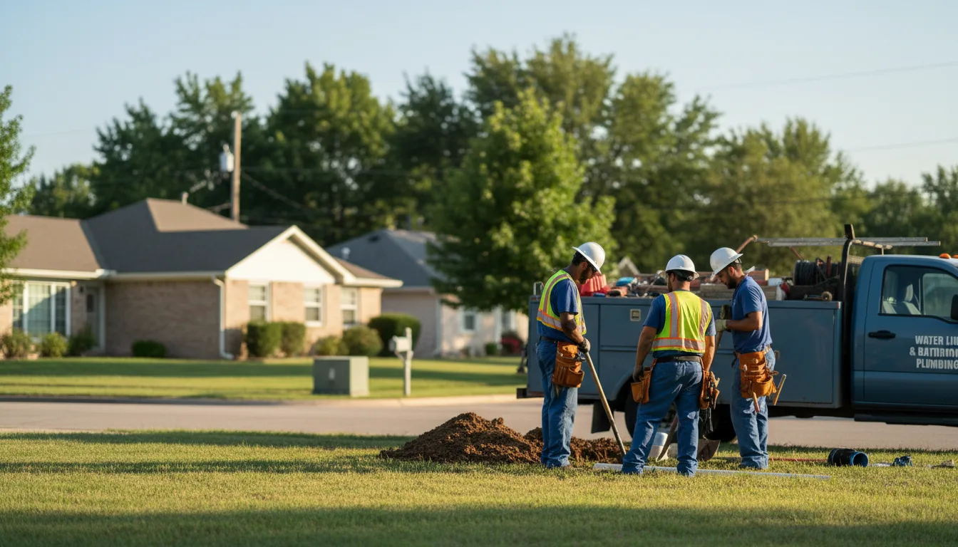 Residential water line and bathroom plumbing service in Marble City, OK